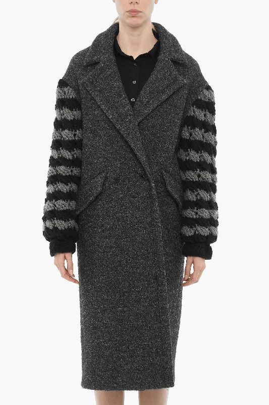 Comfortable Lifestyle Tu Lizé Double Breasted Coat with Crochet Sleeve