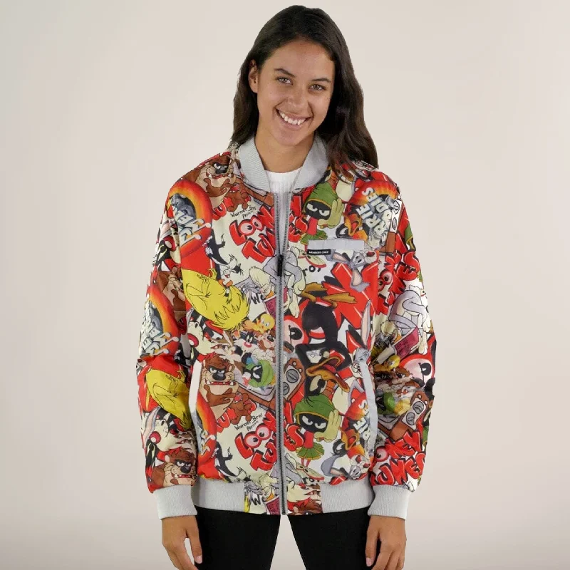 Fashionable Prints Women's Looney Tunes Vintage Mash Print Oversized Jacket