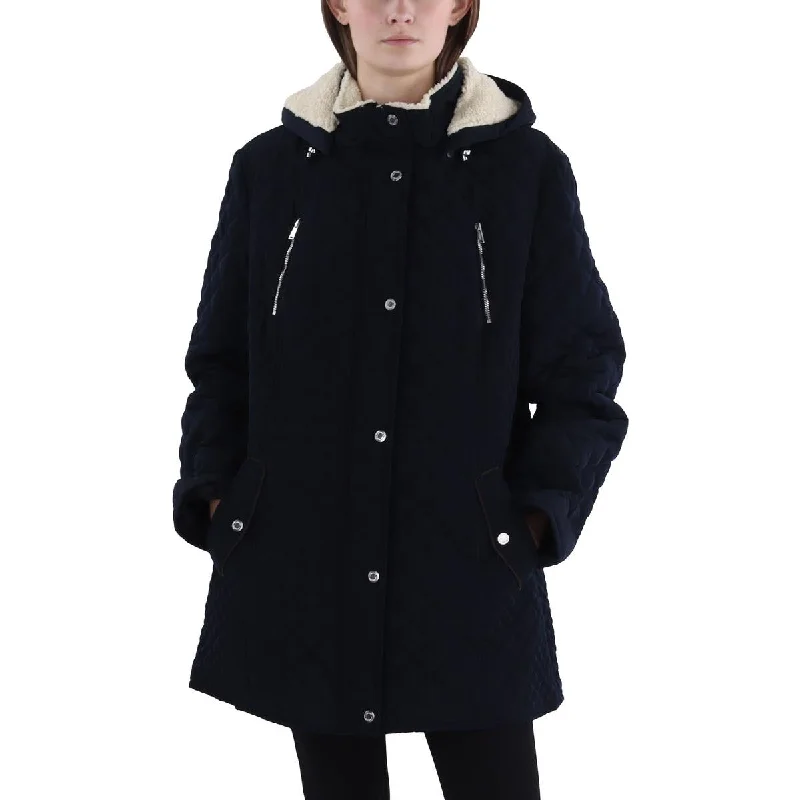Free And Casual Womens Quilted Hooded Quilted Coat