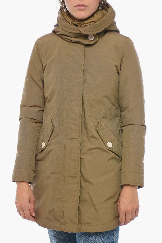 Free And Casual Woolrich Nylon MILITARY Down Jacket with Hidden Closure
