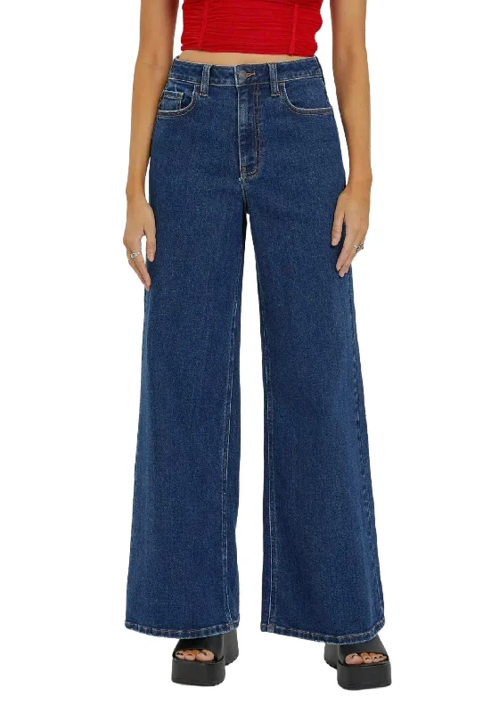 High Rise Wide Leg Jeans In Dark Wash