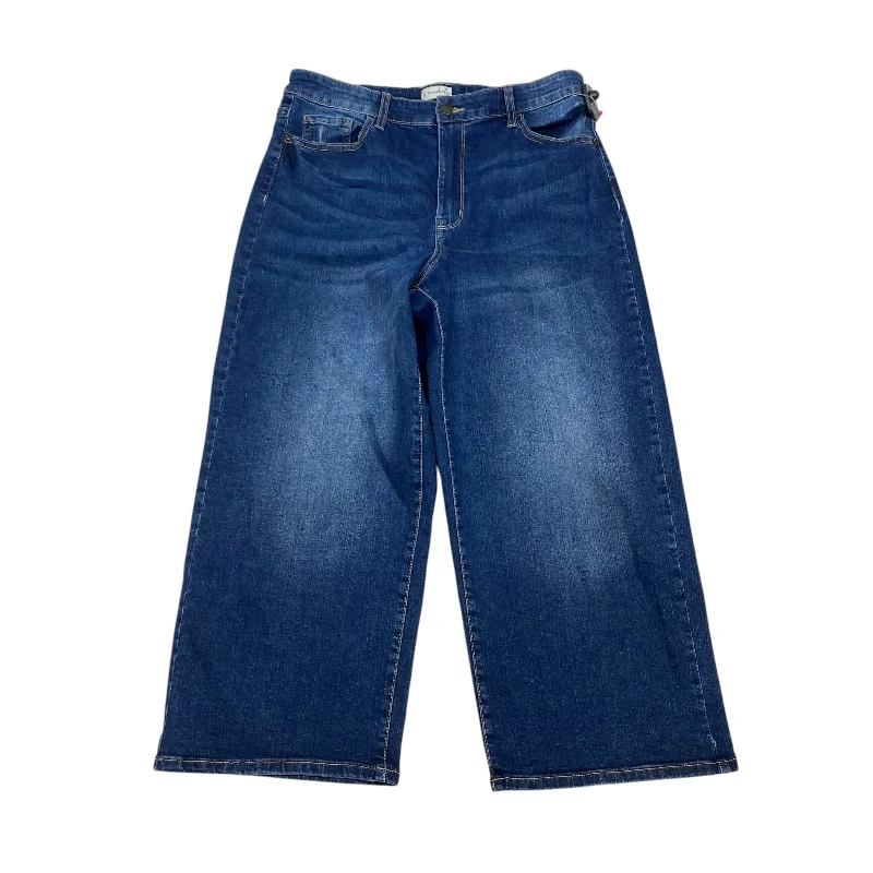 Bright Colors Jeans Wide Leg By Wonderly In Blue Denim, Size: 12