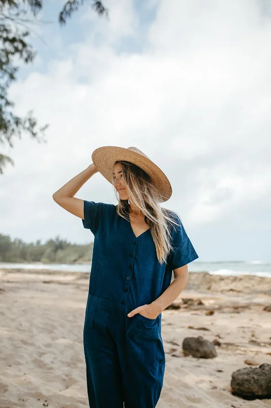 Short Sleeve Light Indigo Jumpsuit (XS-XL)