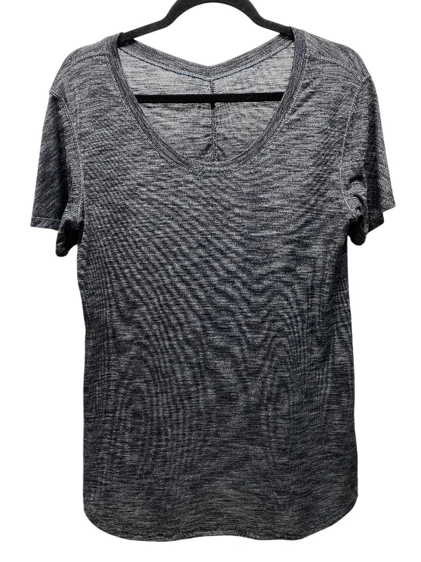 Athletic Top Short Sleeve By Lululemon In Grey, Size: M