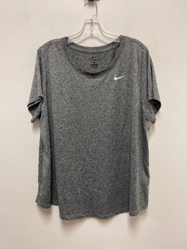 Athletic Top Short Sleeve By Nike In Grey, Size: Xl