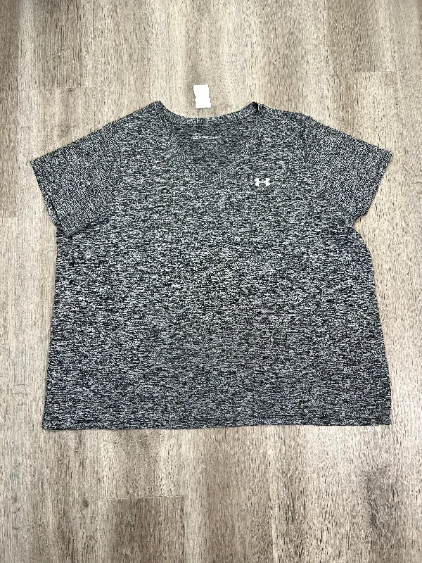 Athletic Top Short Sleeve By Under Armour In Black & Grey, Size: 3x