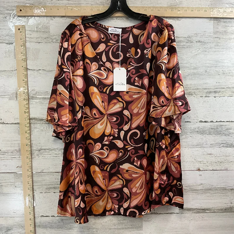 Brown Top Short Sleeve EMILY WONDER, Size 3x