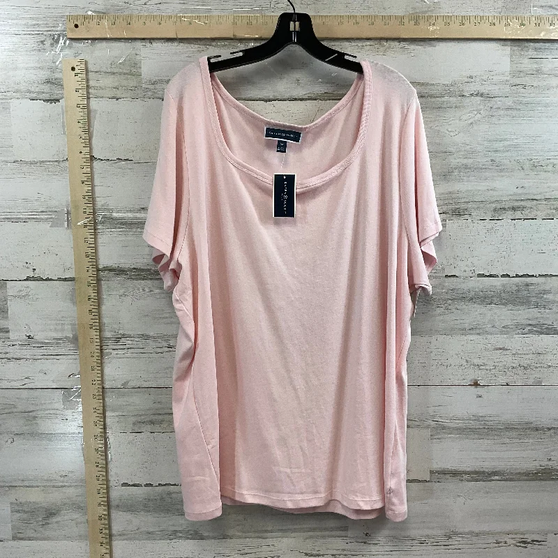 Top Short Sleeve Basic By Karen Scott In Pink, Size: 3x