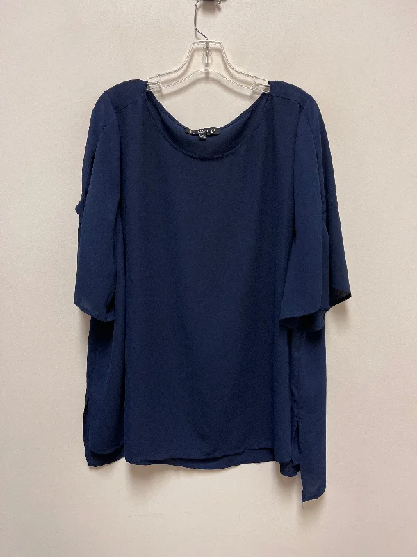 Top Short Sleeve By Eloquii In Navy, Size: 3x