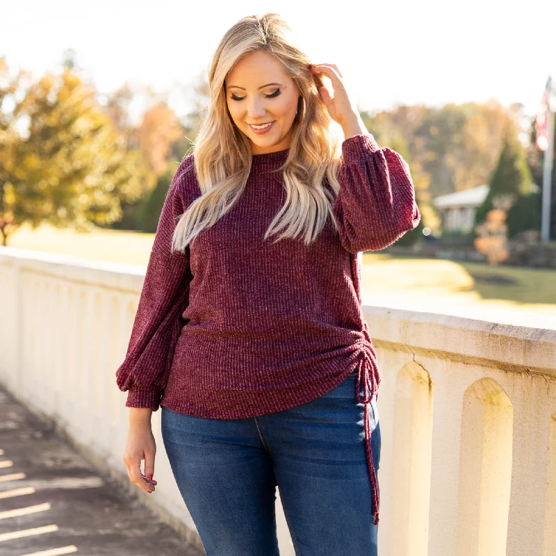 A Beautiful World Top, Burgundy