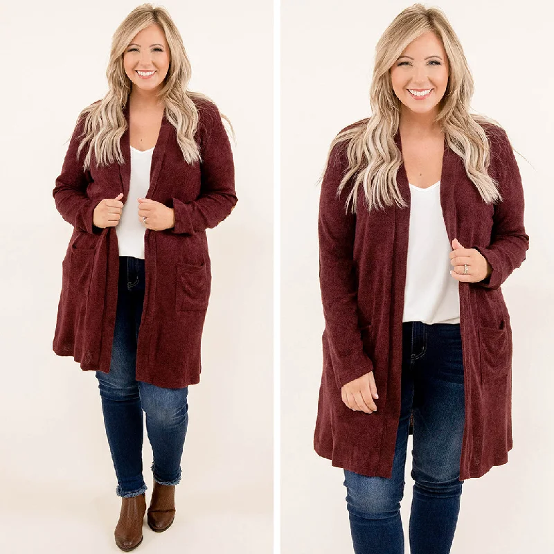 Autumn Mood Cardigan, Burgundy