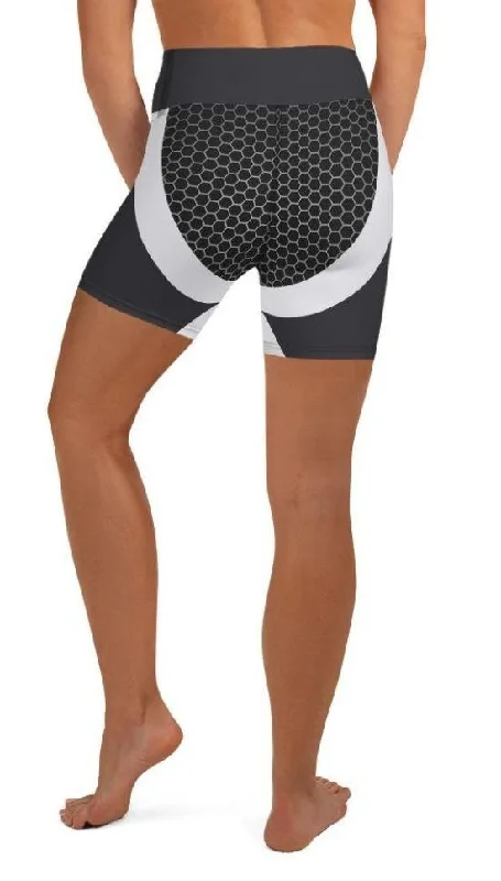 Beehive Geometric Yoga Shorts Onyx Gray