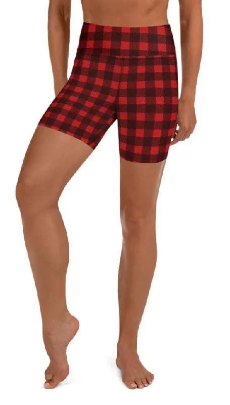 Comfortable And Versatile Christmas Buffalo Print Yoga Shorts
