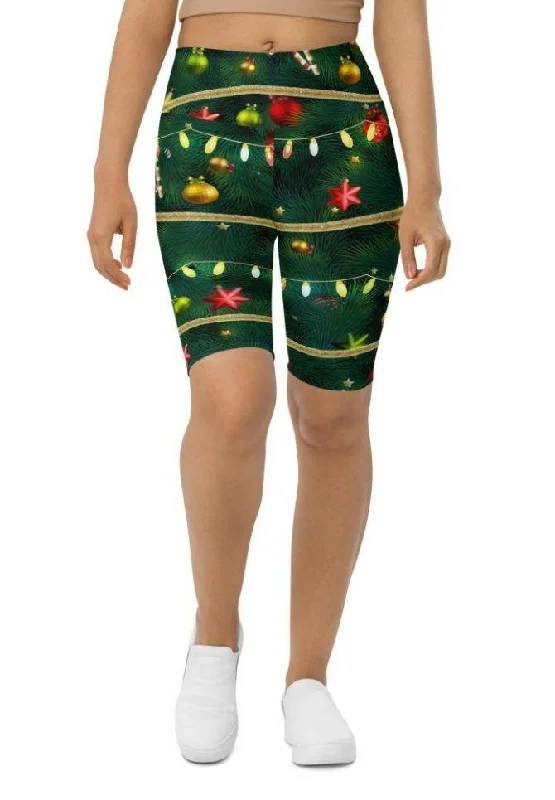 Avant-garde Design Christmas Tree Biker Shorts