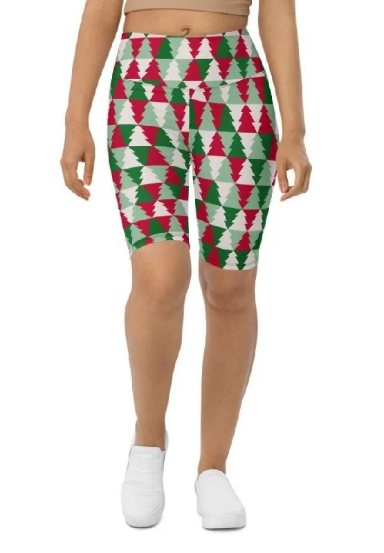 Christmas Tree Pattern Biker Shorts