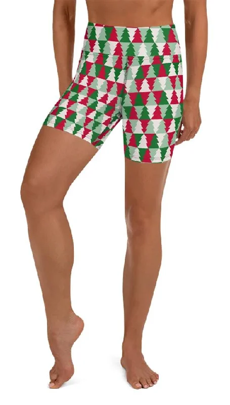 Christmas Tree Pattern Yoga Shorts