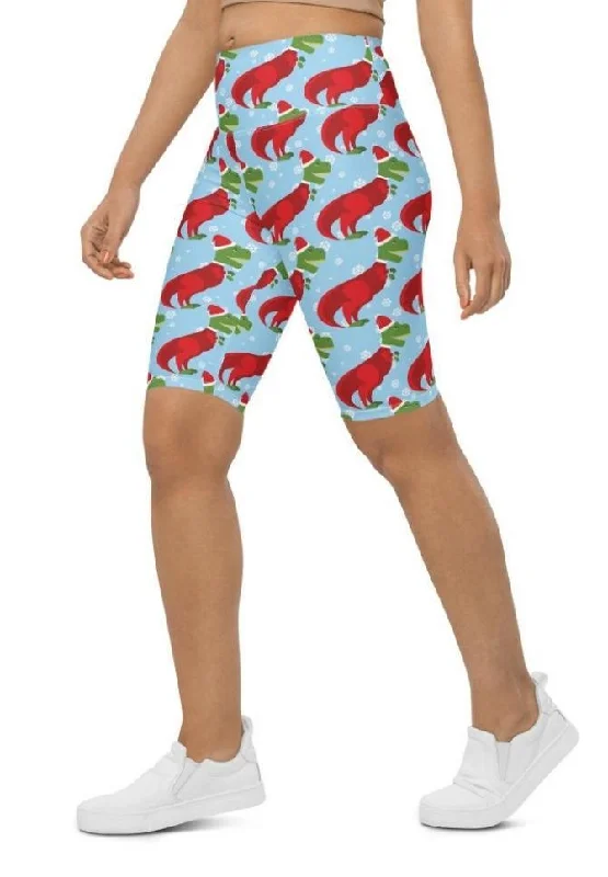 Christmassy Dinosaurs Biker Shorts