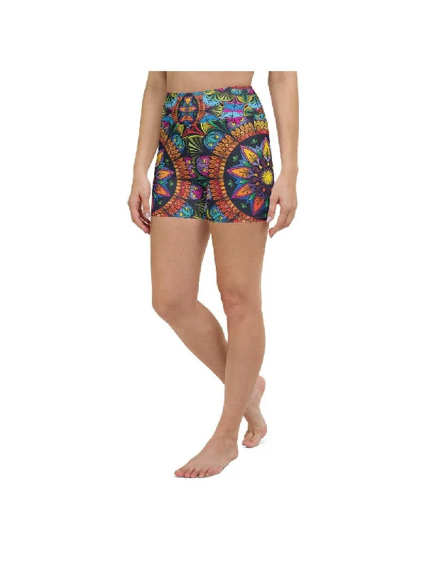 Elegant Design Colorful Mandala Yoga Shorts