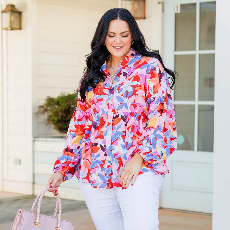 Casual Elegance Dedicating My Love Top, Red