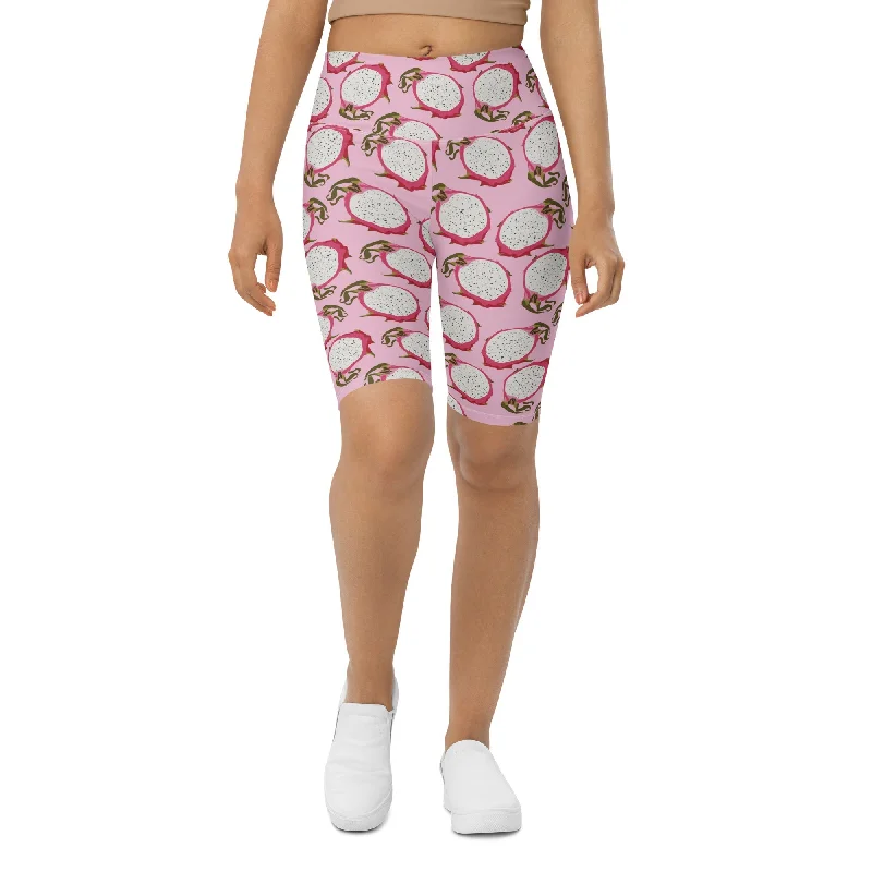 Dragon Fruit Pattern Biker Shorts