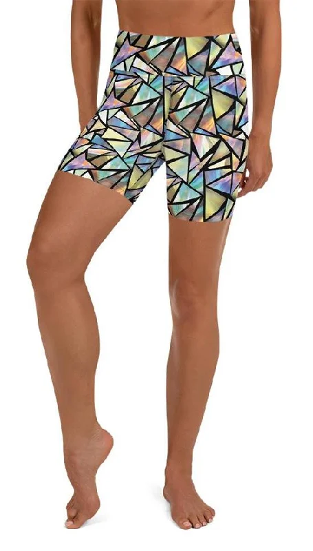 Geometric Mirror Glass Yoga Shorts