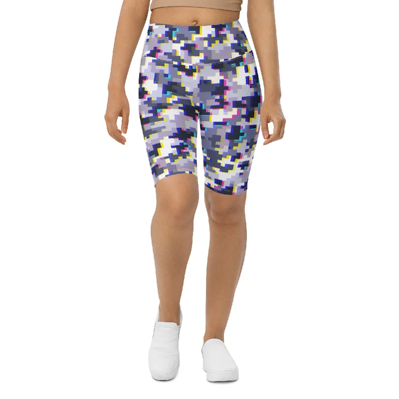 Glitchy Camo Biker Shorts