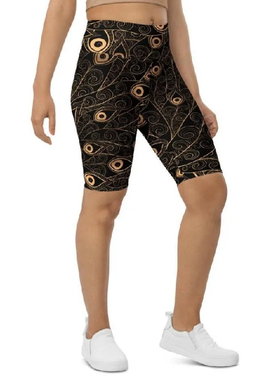 Simple Style Golden Art Deco Pattern Biker Shorts