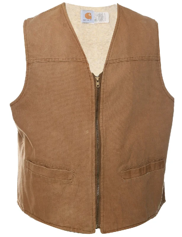 Light Brown Zip-Front Carhartt Workwear Waistcoat - XL