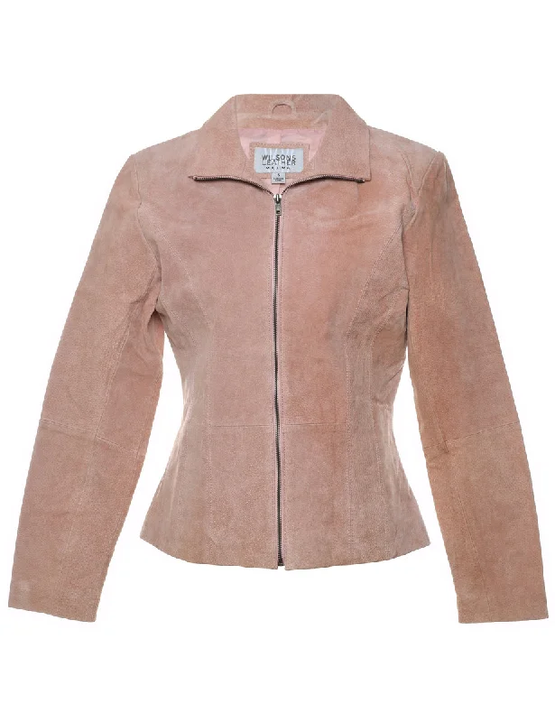Youthful Light Pink Suede 1990s Jacket - S