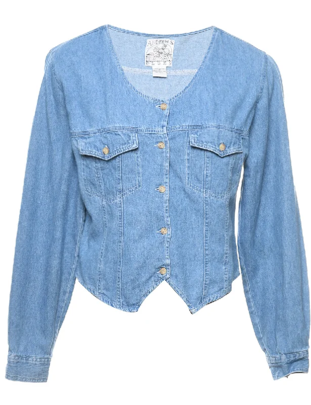 Classic Light Wash Denim Blouse - M