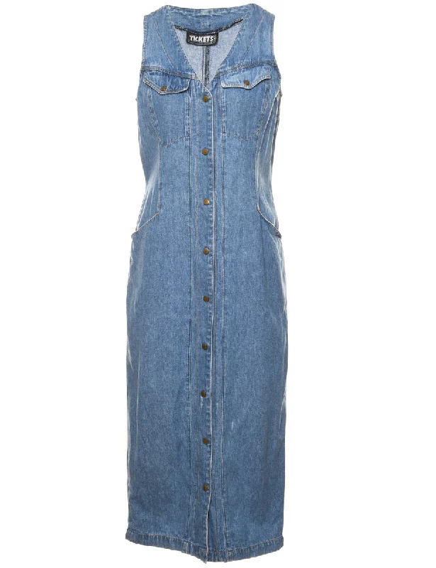 Exquisite Fabrics Light Wash Denim Dress - M