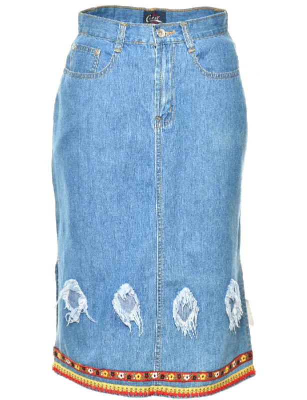 Light Wash Denim Skirt - M