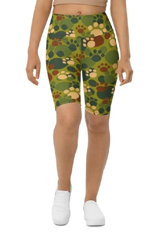 French Style Paw Camo Biker Shorts