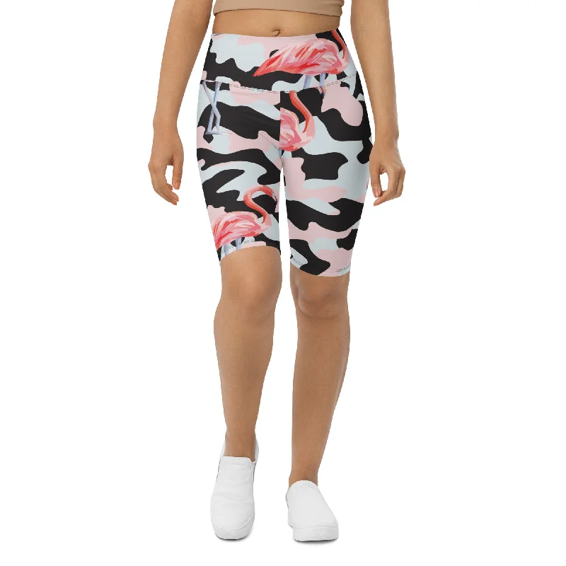 Pink Flamingo Camo Biker Shorts