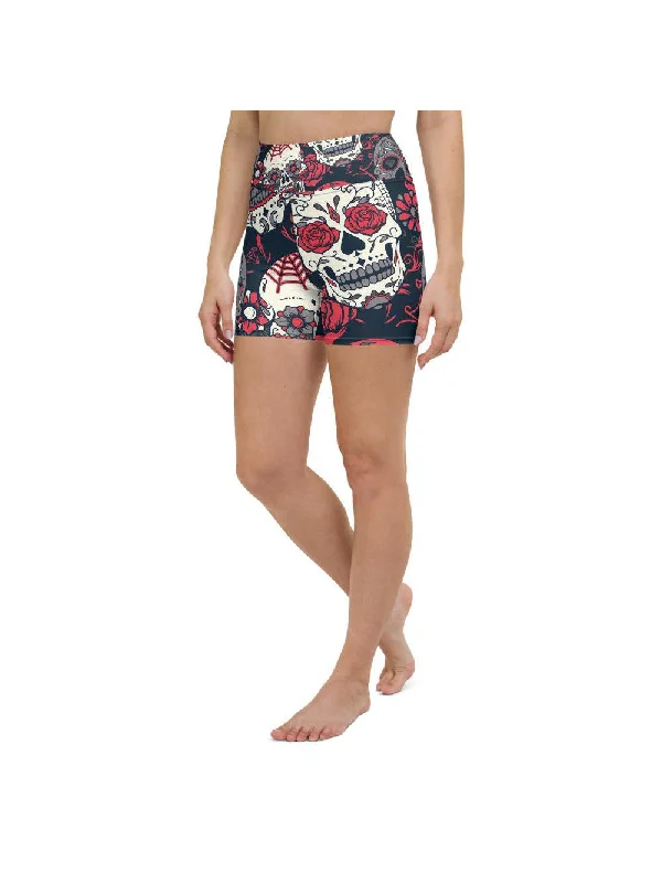 Pink Sugar Skull Yoga Shorts