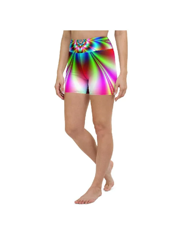 Playful Style Psychedelic Neon Yoga Shorts