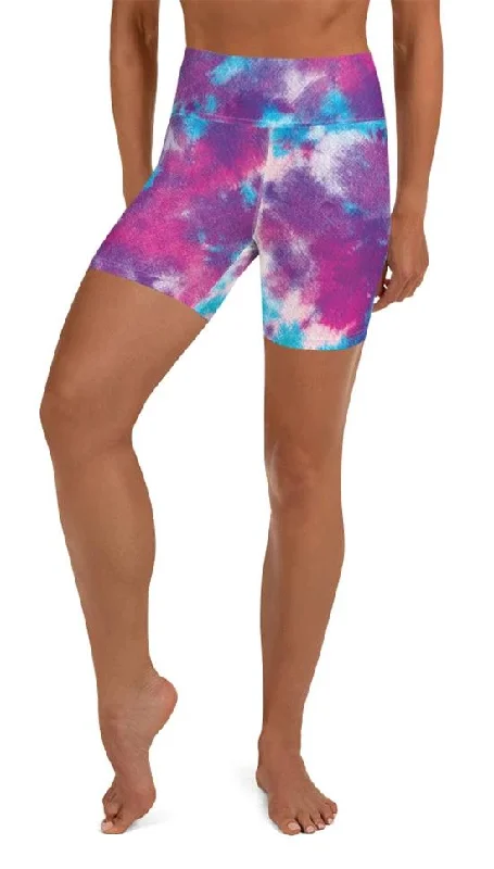 Purple Tie Dye Yoga Shorts