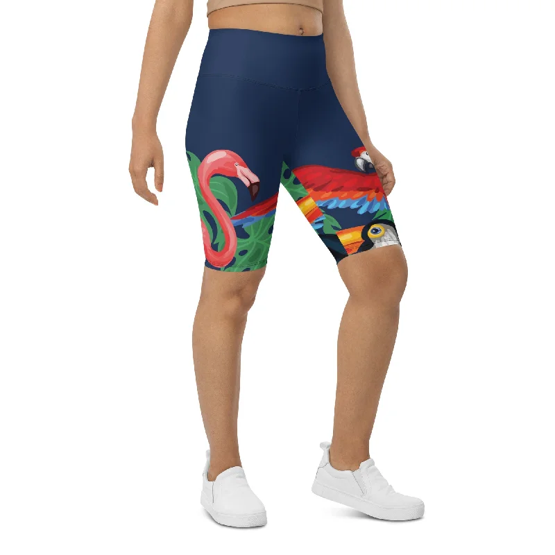 Tropical Birds Biker Shorts