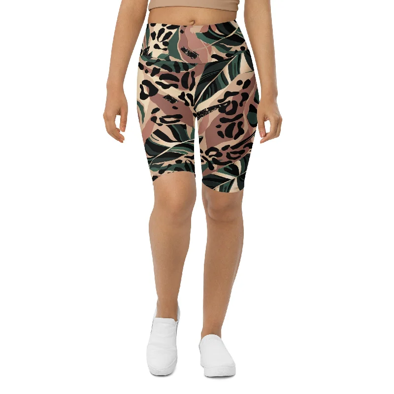 Tropical Leopard Biker Shorts