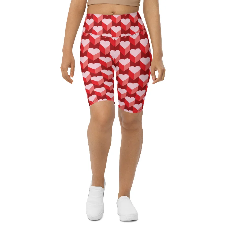 Valentine's Day Heart Biker Shorts