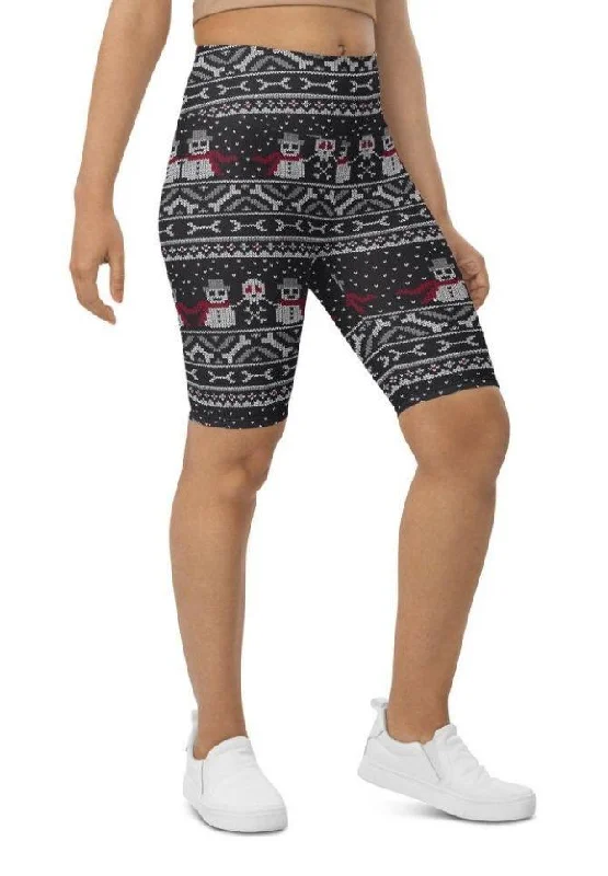 Elegant And Charming Vintage Goth Knitted Print Biker Shorts