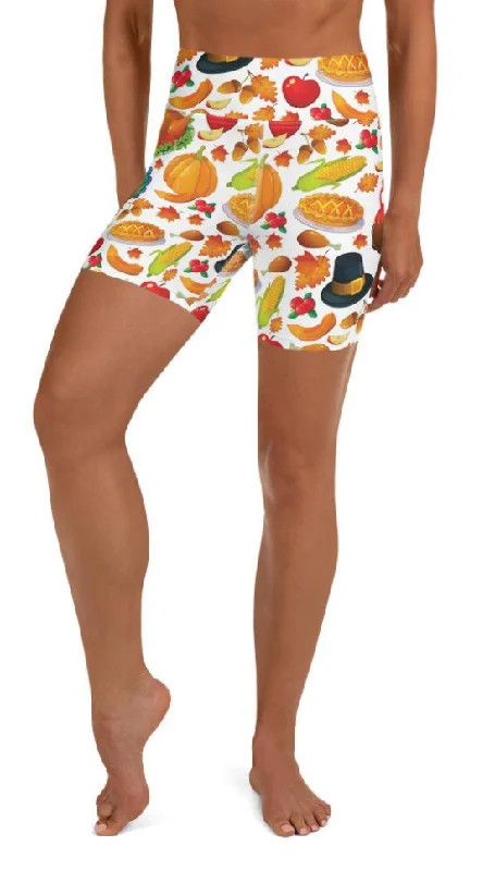 Thanksgiving Print Yoga Shorts